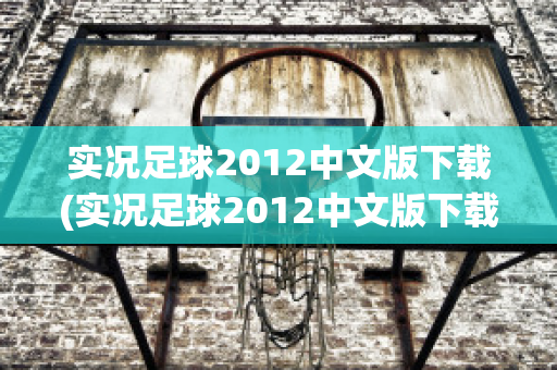 实况足球2012中文版下载(实况足球2012中文版下载安装)