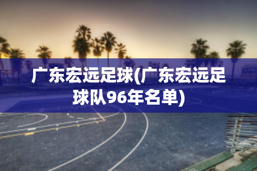 广东宏远足球(广东宏远足球队96年名单)