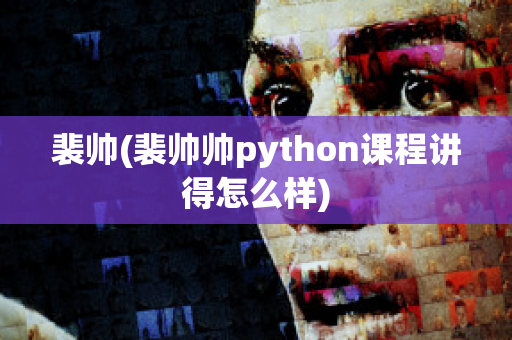 裴帅(裴帅帅python课程讲得怎么样)