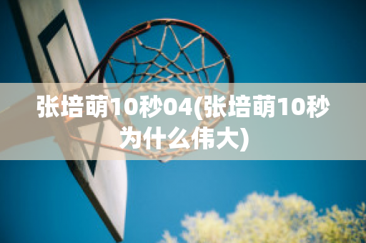 张培萌10秒04(张培萌10秒为什么伟大)