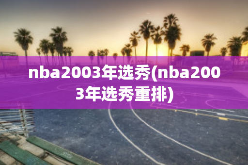 nba2003年选秀(nba2003年选秀重排)