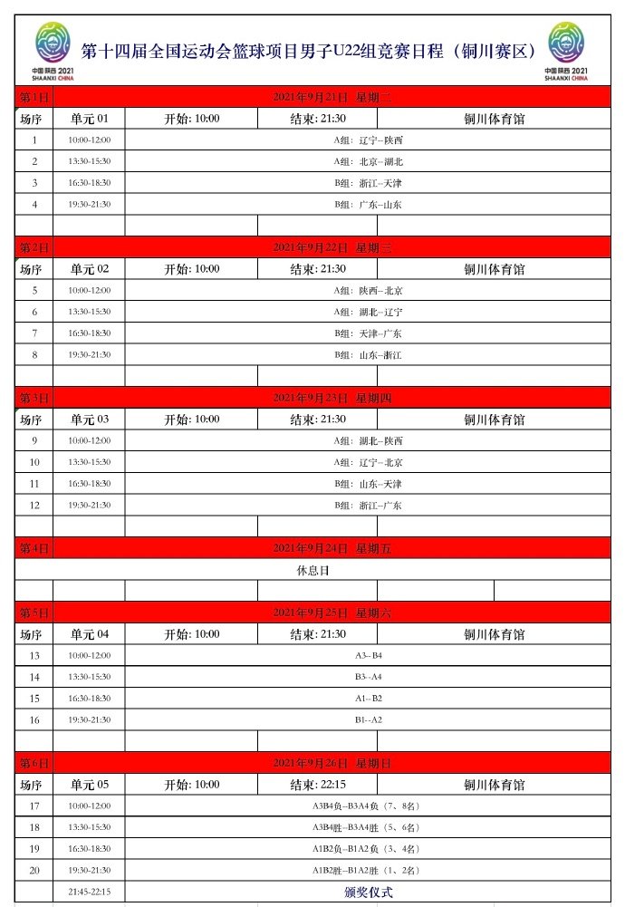 全运会足球赛程:全运会足球赛程表